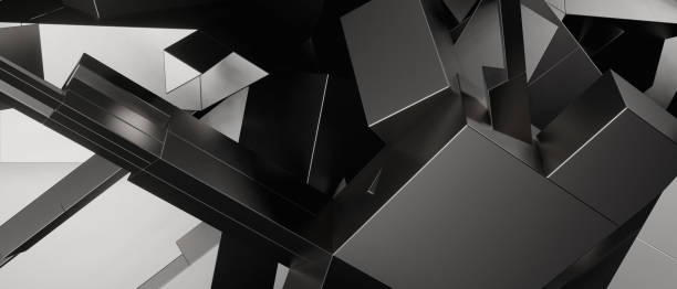 istock Abstract Shine Geometric Chaos Three Dimensional Gray Abstract Background 3D Illustration 1416817599