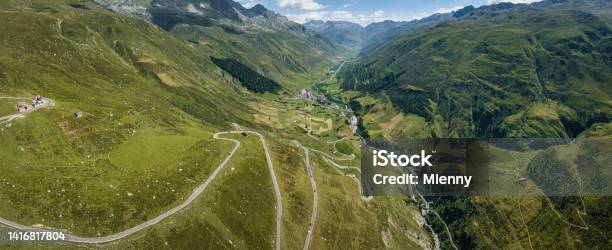 James Bond Road Furka Pass Switzerland Realp Village Furka Mountain Pass Stock Photo - Download Image Now