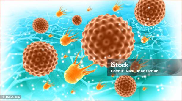 Cancer Cells Background Stock Photo - Download Image Now - HIV, Abstract, Illustration