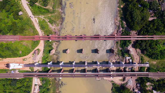 Aerial view of a bridge in India