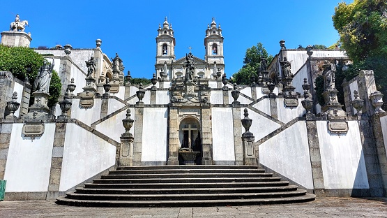 The scenic staircase of the Sanctuary of Bom Jesus de Monte, which seems to create a lace on the mountain.