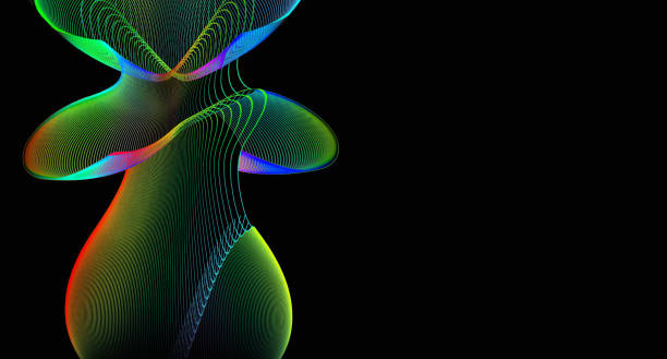 istock Abstract colorful curved lines on black background. Softness transparent colored wave pattern isolated on a black background. 1416830961