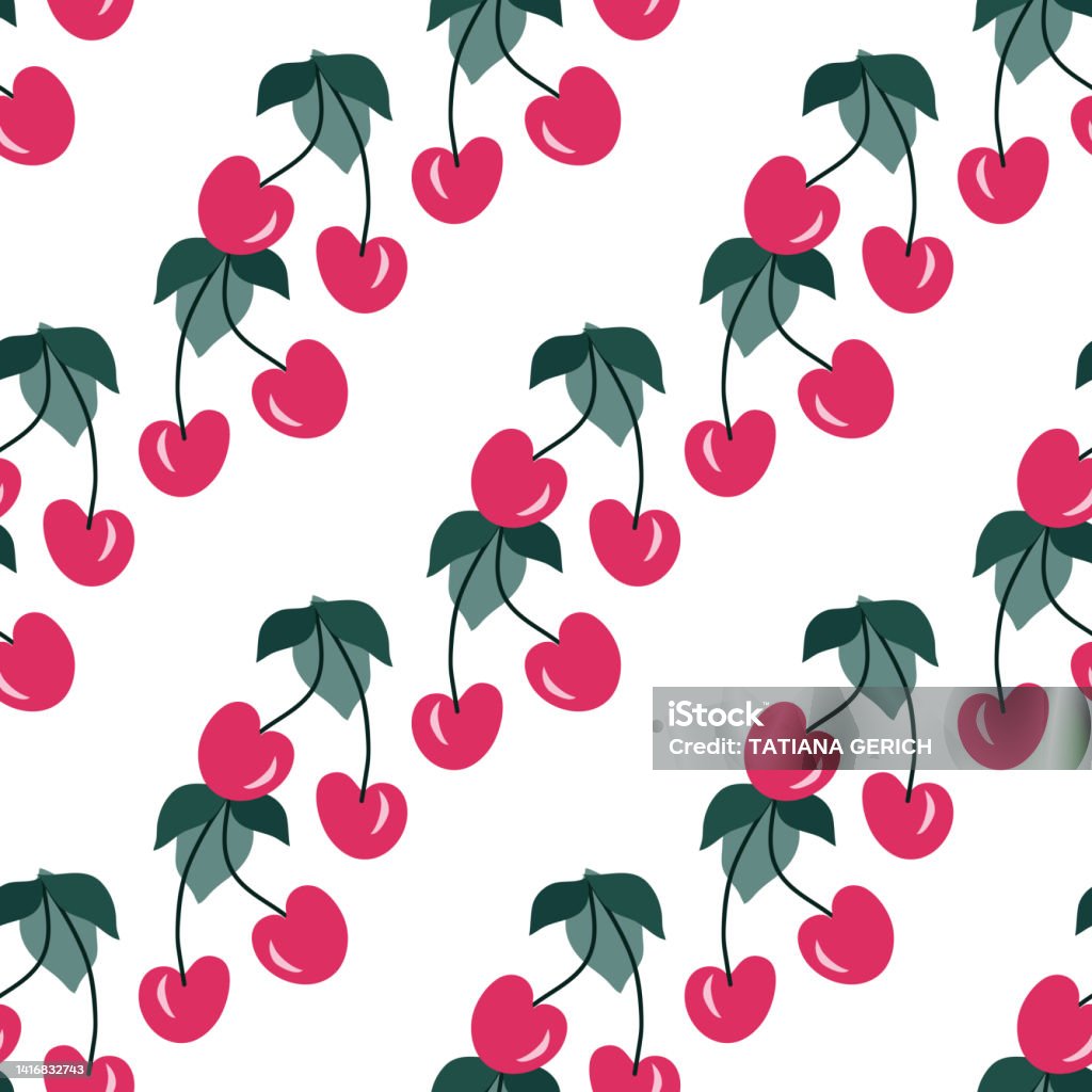 Cherry Pattern Texture Cherry Pattern 1 Stock Illustration - Download Image Now - Art ...
