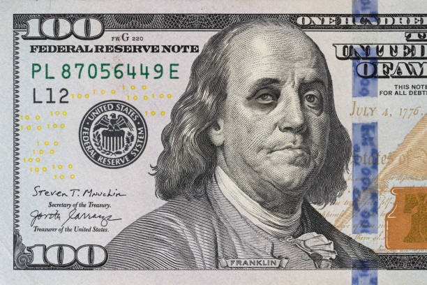 istock Benjamin Franklin Black Eye One Hundred Dollar Bill - Bad US Economy Concept 1416833418