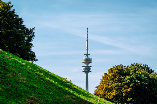 Florianturm or Florian Tower telecommunications tower and Westfalenpark in Dortmund, Germany