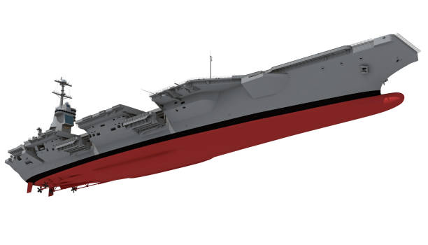 istock Aircraft Carrier military vessel 3D rendering ship on white background 1416845613