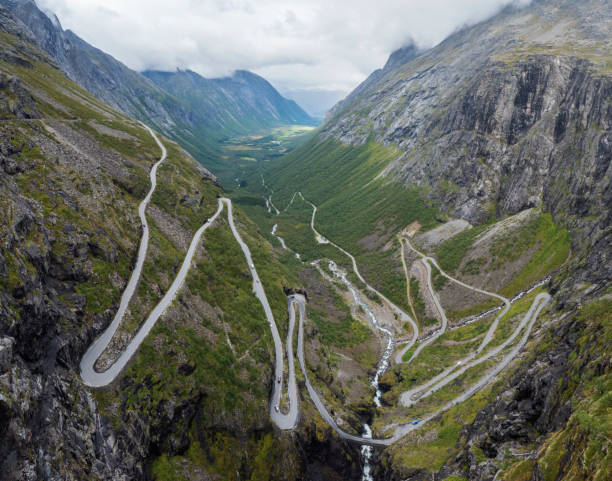 istock Trollstigen or Trolls Path Trollstigveien famous serpentine mountain road panorama from viewpoint in pass on national scenic route Geiranger Trollstigen More og Romsdal county in Norway. 1416859544