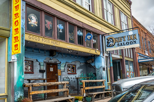 Seattle, Washington, USA - September 10, 2011: The Seattle Waterfront boasts a variety of restaurants along the piers. Seen here, restaurants with nautical themes reflect that Seattle is close to the ocean and a seafood eating community.