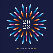istock 2023 - Happy New Year Background with Fireworks. 1416862561