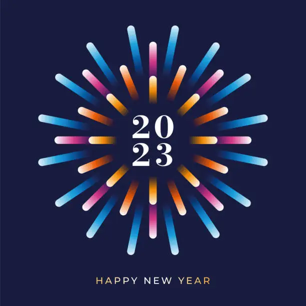 Vector illustration of 2023 - Happy New Year Background with Fireworks.
