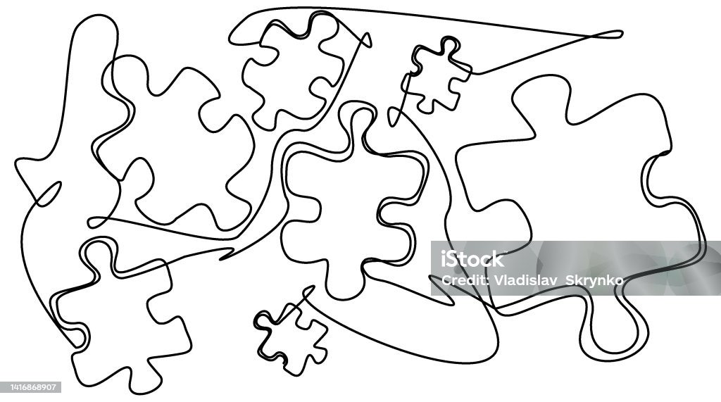 Simple Vector Puzzles Doodle Puzzles With One Line On A White Background Abstract ...