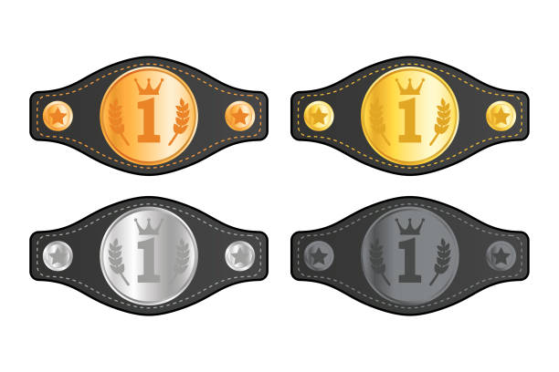 ilustraciones, imágenes clip art, dibujos animados e iconos de stock de champion belt design vector flat ilustración aislada - belt