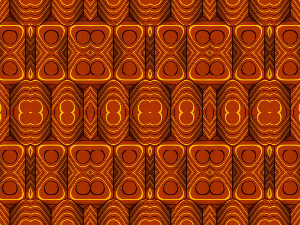 istock Group of geometric shapes covered with a multicolored striped texture. 3d rendering digital illustration 1416874464
