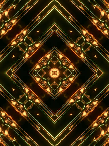 istock Luxurious gold pattern vibrating drops of liquid metal. Dark luxury background. 3d rendering digital illustration 1416874487