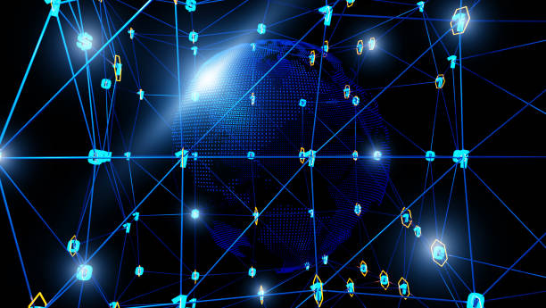 istock Global network connection world map point and line element concept of global business.,3D model and illustration. 1416875043
