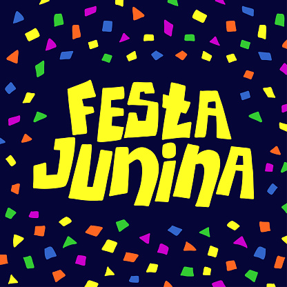 June lettering illustration party. Junina Celebration Party