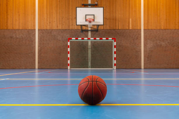 istock Basketball  in an empty Gym. 1416887694