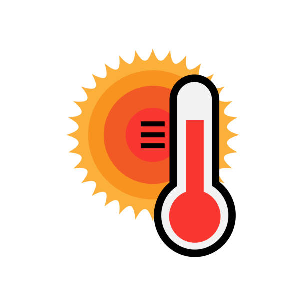 значок высокой температуры. символ глобального потепления выделен на белом фоне. - thermometer cold heat climate stock illustrations