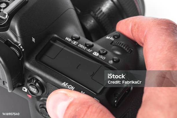 Closeup View Of Digital Camera Stock Photo - Download Image Now - Aperture, Automatic, Black Color
