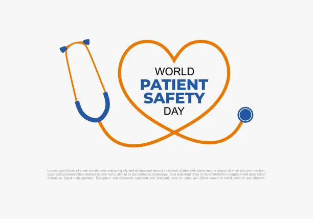 Vector illustration of World patient safety day background with stethoscope on september 17.