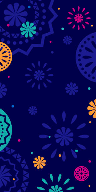 illustrazioni stock, clip art, cartoni animati e icone di tendenza di sfondo del mese del patrimonio ispanico. banner verticale vettoriale, poster per social media, reti. biglietto di auguri con spazio di copia. testo del mese del patrimonio ispanico nazionale, modello papel picado sullo sfondo. - papel-picado