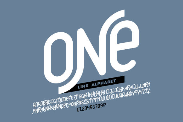 projekt czcionki w stylu jednowierszowym - jeden przedmiot stock illustrations