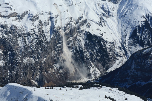 Snow avalanche seen from Schilthorn