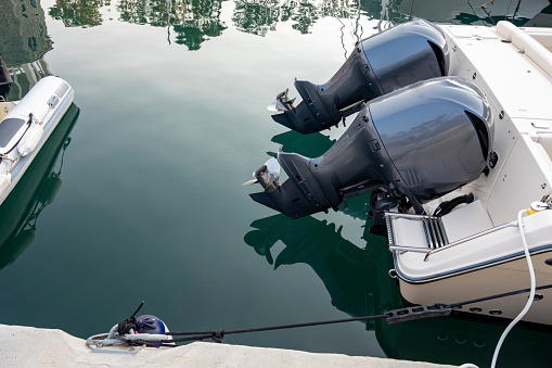 boat engine propeller, front view