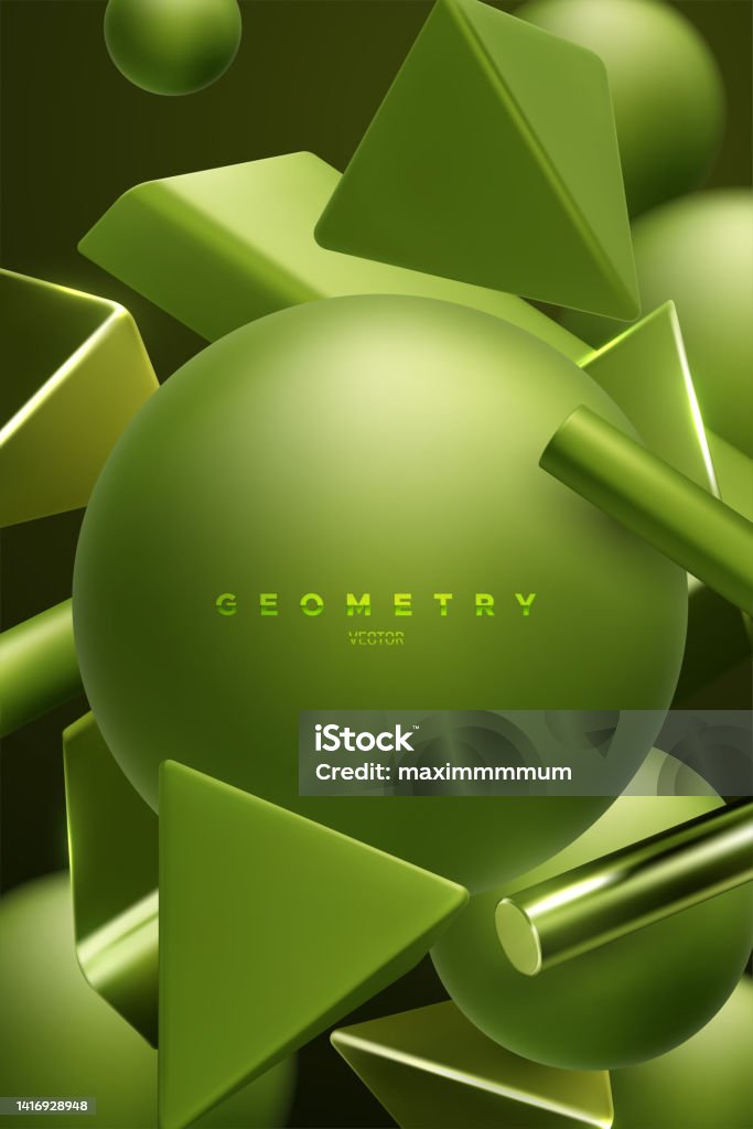 Basic Shapes Cluster Green Geometric Shapes Cluster Abstract Elegant Background Stock ...