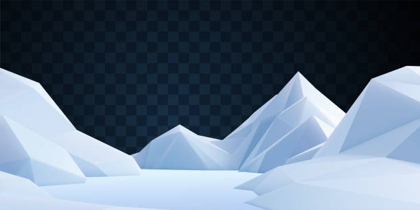пейзаж снежных гор изолирован на темном прозрачном фоне - snowdrift stock illustrations