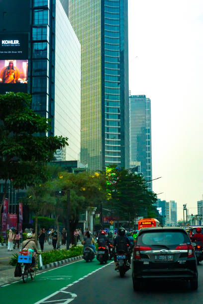 Jakarta, Indonesia - August 2, 2022 : Jakarta traffic situation on rush hour