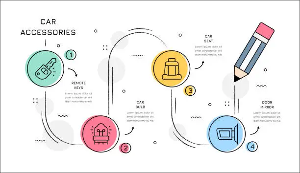 Vector illustration of Car Accessories Infographic Concept