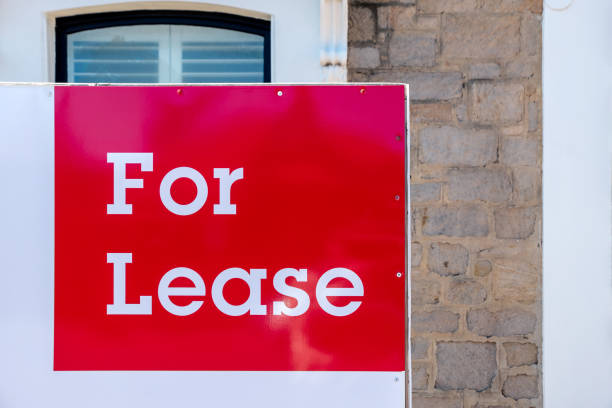 istock Property for lease banner displayed on the building 1416936289