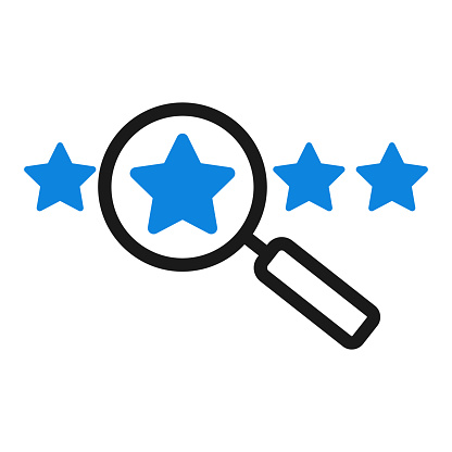 Star review contact icon. Review Magnifying Glass vector illustration