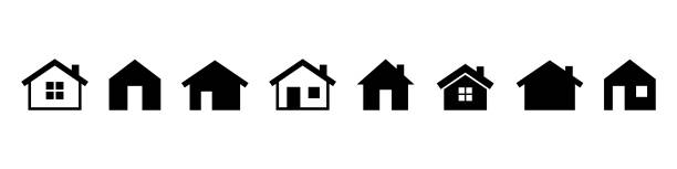 home hausbau icon set - silhouette security elegance simplicity stock-grafiken, -clipart, -cartoons und -symbole