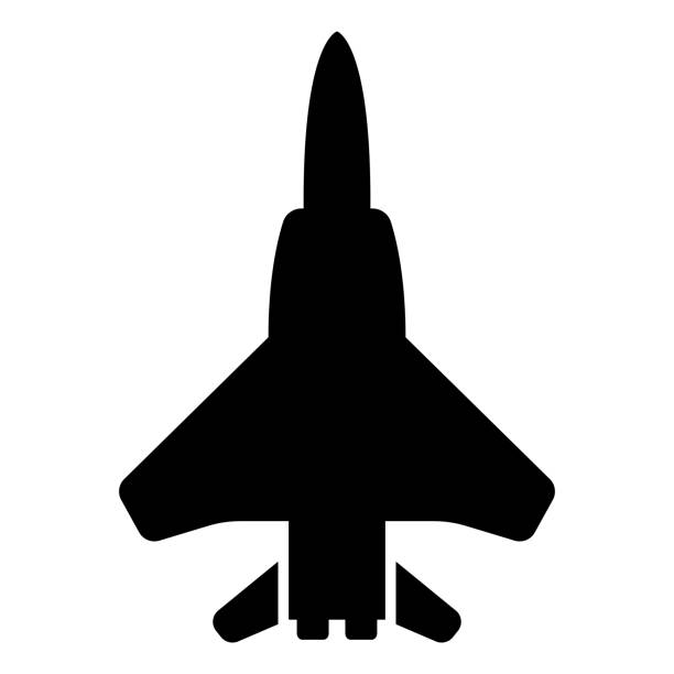 fighter jet-symbol. flugzeug- oder luftwaffenvektorillustration - air force fighter plane pilot military stock-grafiken, -clipart, -cartoons und -symbole