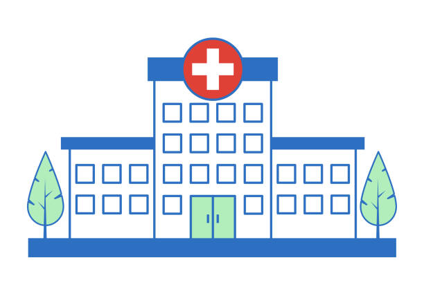istock Hospital building outline vector illustration. Health clinic. 1416938990