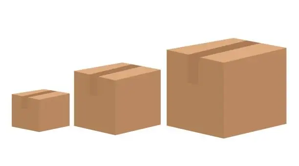 Vector illustration of Cardboard illustration. 3 different size.