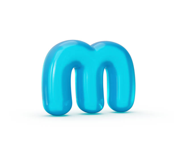 letter m made of aqua blue jelly liquid. 3d alphabet small letters 3d illustration - letter m alphabet three dimensional shape plastic imagens e fotografias de stock