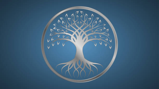 yggdrasil ist ein symbol der skandinavischen mythologie. geometrisches logo - celtic culture illustrations stock-grafiken, -clipart, -cartoons und -symbole