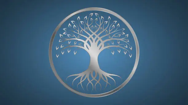 Vector illustration of Yggdrasil is a symbol of Scandinavian mythology. Geometric logo