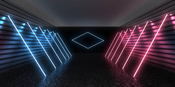istock 3D abstract background with neon lights. neon tunnel .space construction . .3d illustration 1416943206