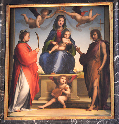 Genova- The painting of St. Joseph in church Basilica di Santa Maria delle Vigne by unknown baroque artist.