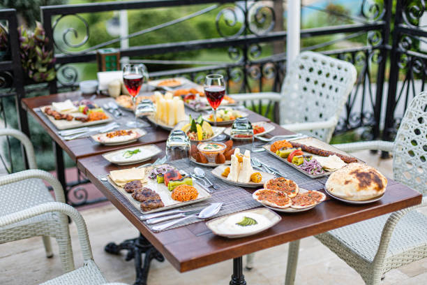 istock Middle Eastern and Turkish dinner table. Set of meat dishes. 1416946382