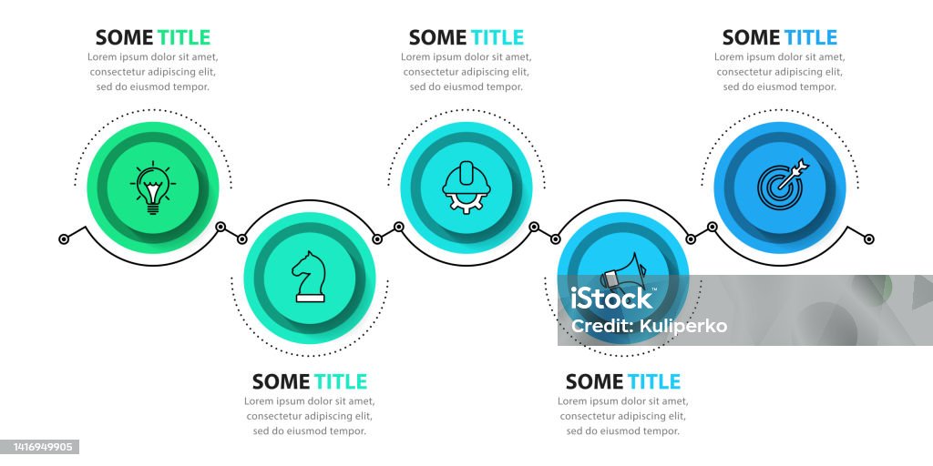 vector infographic timeline template horizontal line... Infographic Template Horizontal Timeline With 5 Circles Stock ...