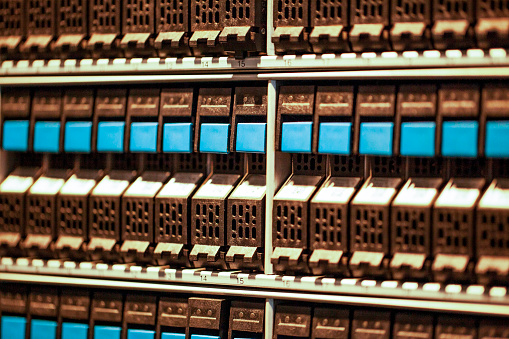 Close-up of network server