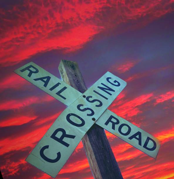 istock Rail Road Crossing at Sunset 1416952792