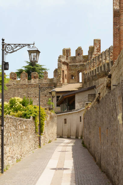 Historic buildings of Lazise, Verona province, Veneto, Italy, at summer