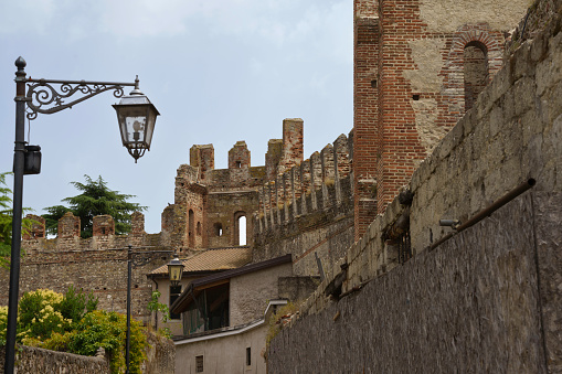 Historic buildings of Lazise, Verona province, Veneto, Italy, at summer