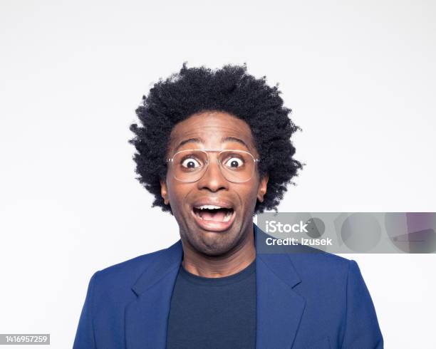 Frightened Man Staring At Camera Stock Photo - Download Image Now - Fear, Business Person, Human Face